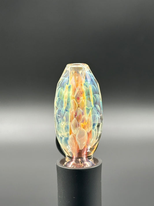 GREEN FOREST GLASS FACETED PIVOT TOP