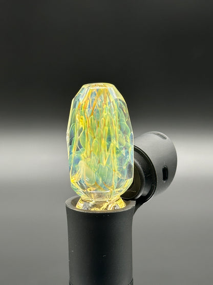 GREEN FOREST GLASS FACETED PIVOT TOP